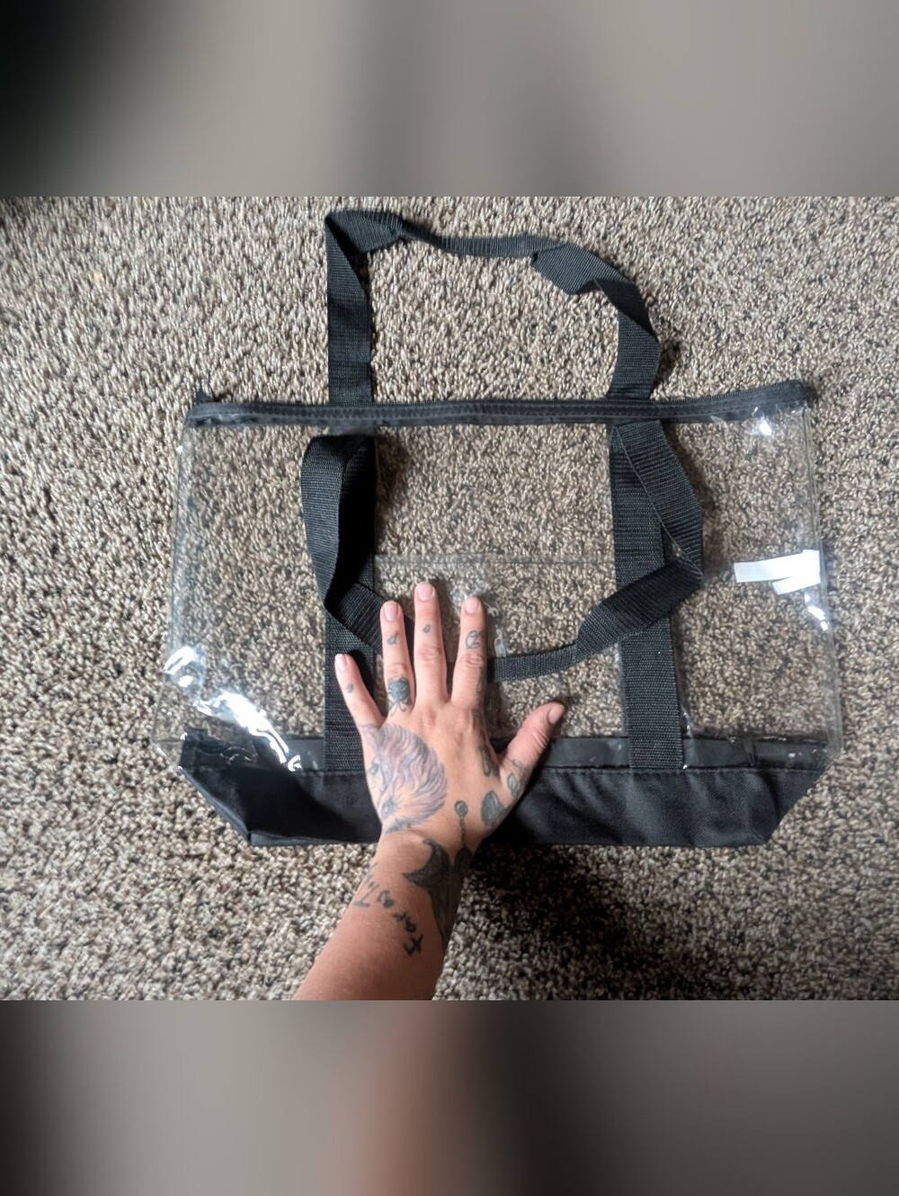 Clear PVC Black-Trim Tote Bag